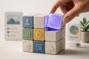 Building AI features into a digital product using a modular software architecture concept with artificial intelligence integration.