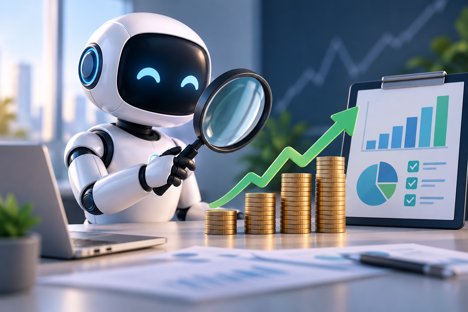 AI agent ROI analysis showing business growth, analytics, and increasing returns