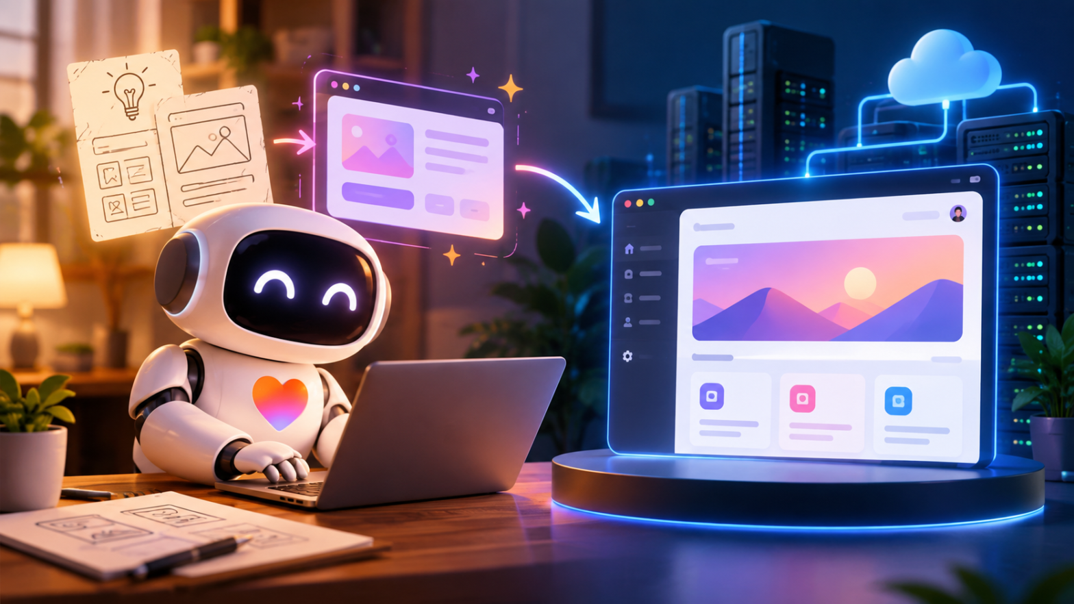 AI-powered app development concept showing the journey from prototype to production-ready software