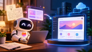 AI-powered app development concept showing the journey from prototype to production-ready software